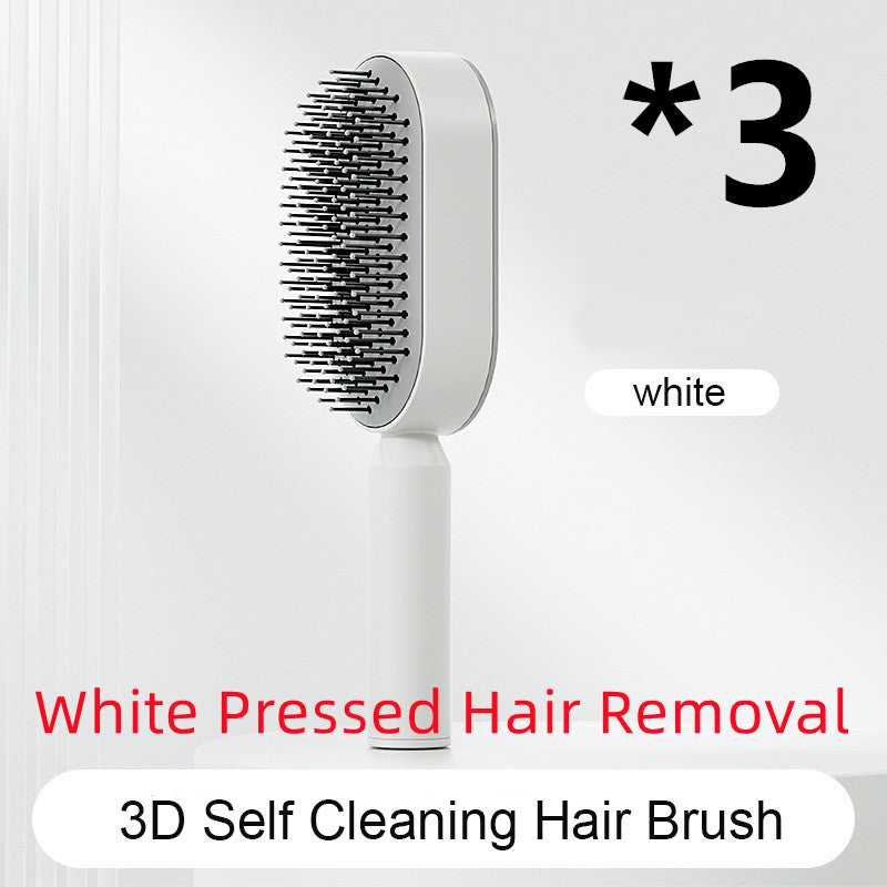 Self-cleaning hairbrush for women, one-touch cleaning, hair loss, airbag, massage, scalp comb, anti-static hairbrush