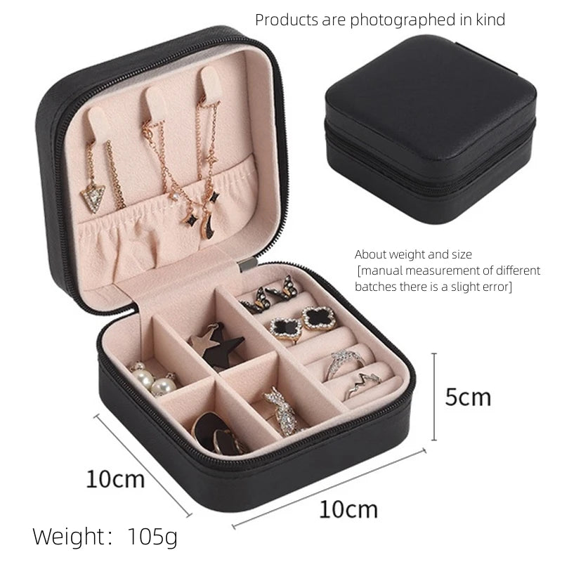 1pc Single-Layer Storage Box, Ladies' Travel Leather Jewelry Box, Classic Leather Jewelry Box, Pure Black Fashionable Pink Storage Box 