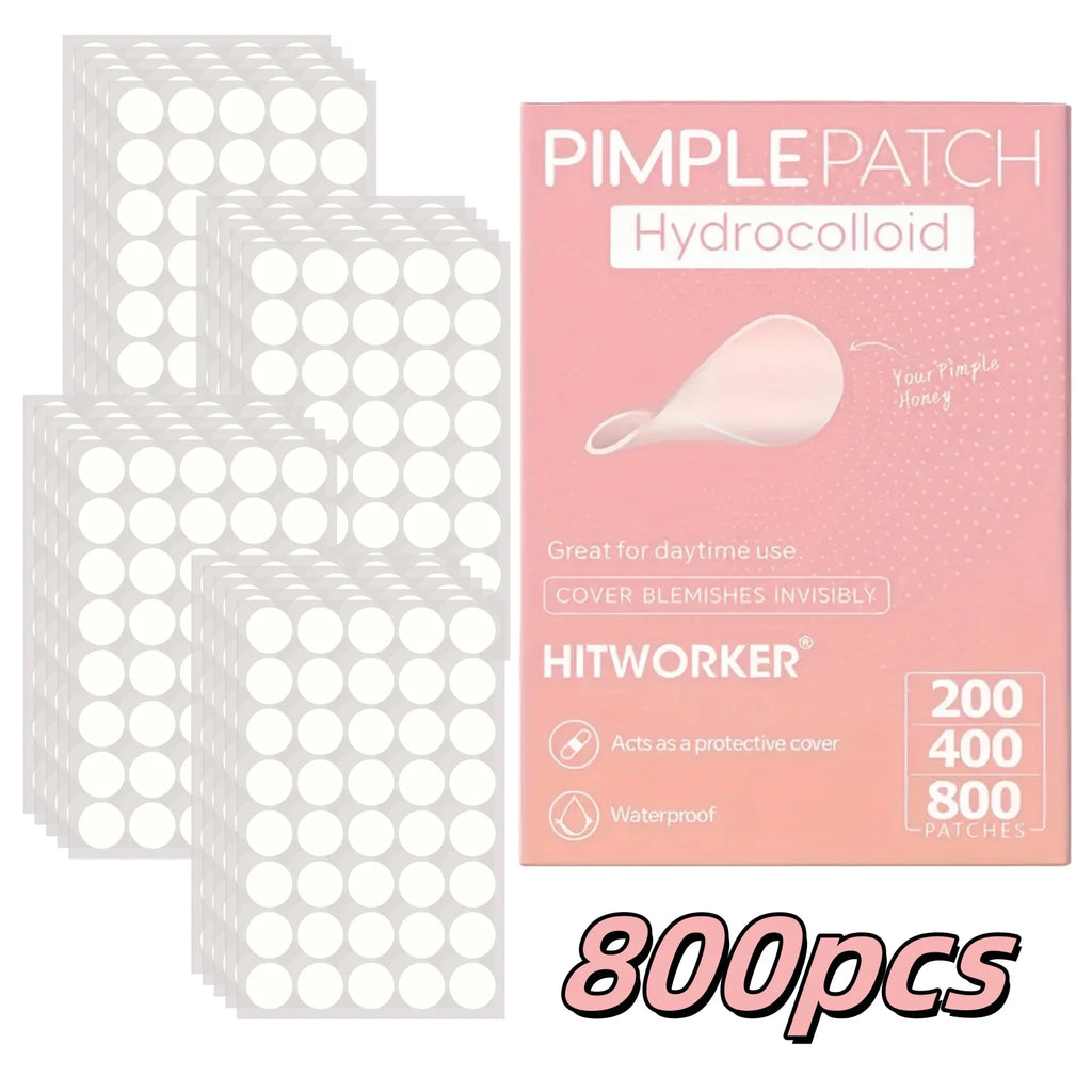 200/400/800 Pieces HITWORKER Hydrocolloid Acne Patches - Invisible, High-Quality Pimple Stickers with Salicylic Acid &amp; Tea Tree