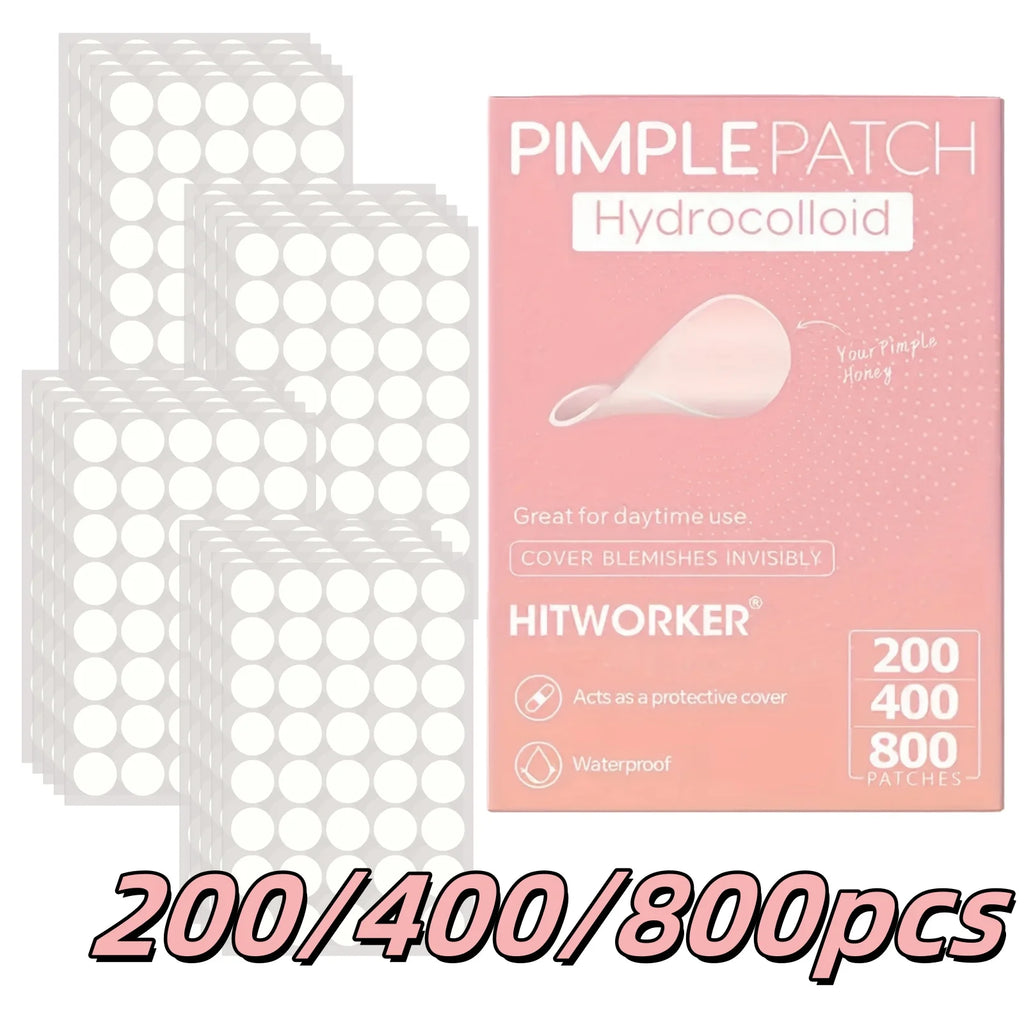 200/400/800 Pieces HITWORKER Hydrocolloid Acne Patches - Invisible, High-Quality Pimple Stickers with Salicylic Acid &amp; Tea Tree