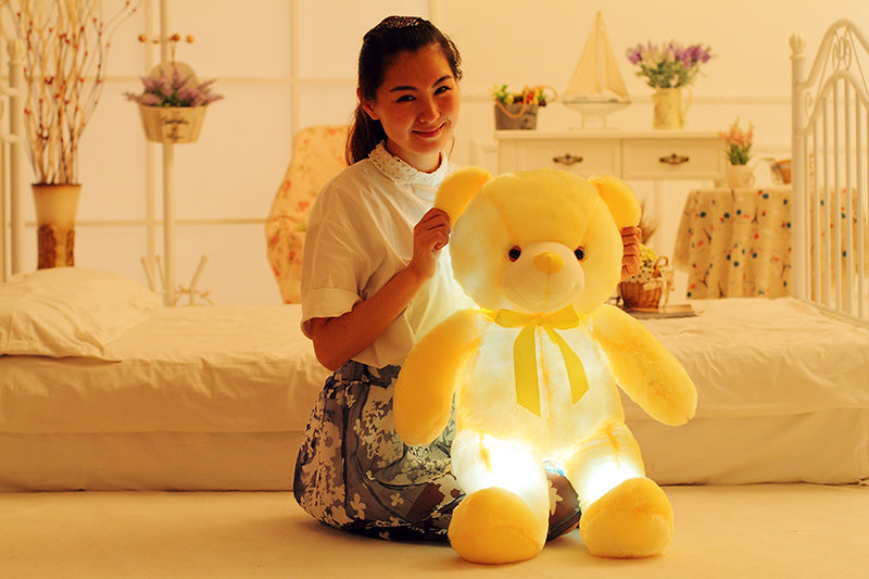 Créatif éclairage LED ours en peluche animaux en peluche jouet coloré brillant cadeau de noël pour enfants oreiller