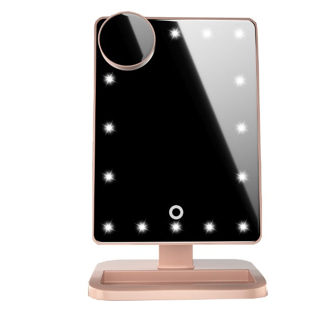 Miroir de maquillage à écran tactile avec 20 lumières LED Haut-parleur de musique Bluetooth 10X Miroirs grossissants Lumières