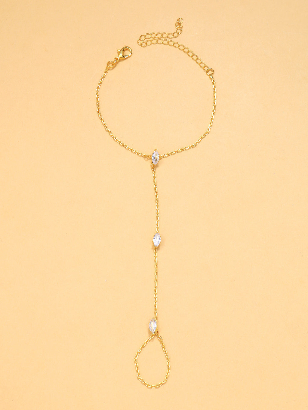 Bracelet sans doigts minimaliste en zircon taille marquise ultra glamour