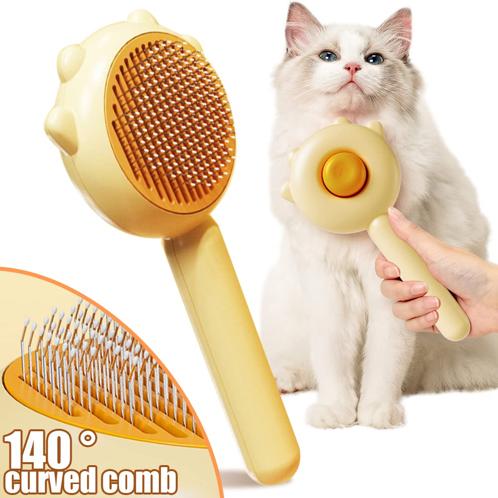 Pet Hair Cleaning Brush Cat Grooming Brush with Release Button Hair Cleaning Brush