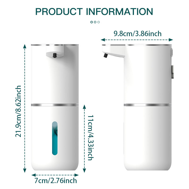 Automatic Soap Dispenser, Touchless Foaming Soap Dispenser, 380ml, USB Rechargeable, Electric, 4 Levels, Adjustable Foam Soap Dispenser