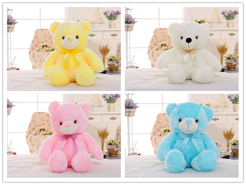 Créatif éclairage LED ours en peluche animaux en peluche jouet coloré brillant cadeau de noël pour enfants oreiller
