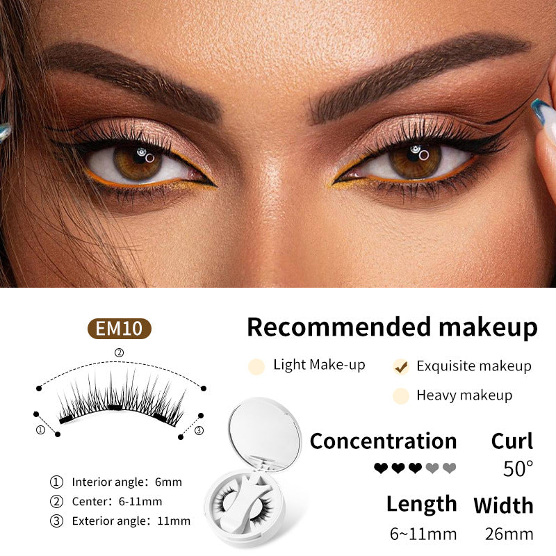 Faux cils magnétiques Boîte de rangement intégrée Aimant sans colle Faux cils Outils de maquillage naturels avec applicateur