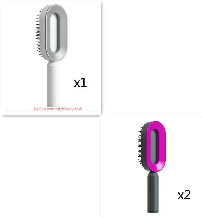 Self-cleaning hairbrush for women, one-touch cleaning, hair loss, airbag, massage, scalp comb, anti-static hairbrush