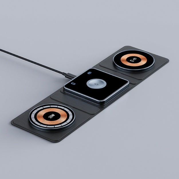 3-in-1 Magnetic Folding Wireless Charging Station for iPhone, Transparent Fast Charging for Apple Watch and AirPods