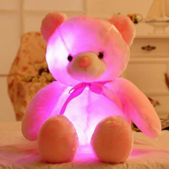 Créatif éclairage LED ours en peluche animaux en peluche jouet coloré brillant cadeau de noël pour enfants oreiller