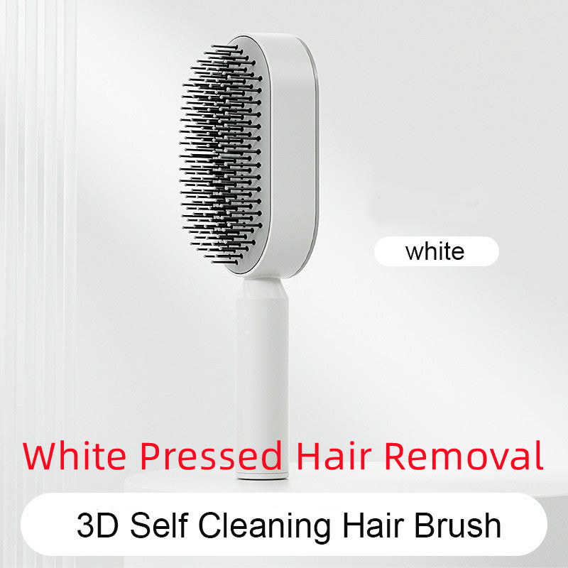 Self-cleaning hairbrush for women, one-touch cleaning, hair loss, airbag, massage, scalp comb, anti-static hairbrush