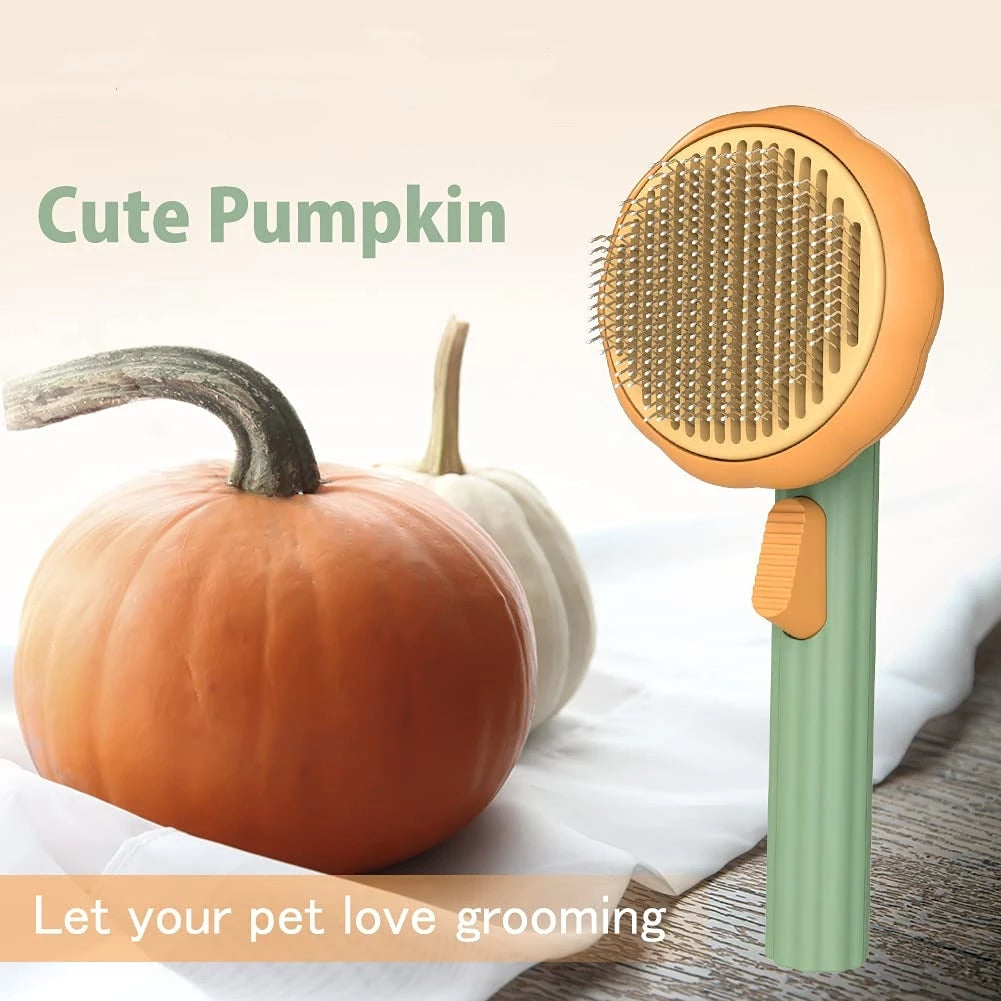 Peigne Slicker autonettoyant à citrouille pour chien Chat Chiot Lapin, Outil de brosse de toilettage Élimine en douceur les poils emmêlés