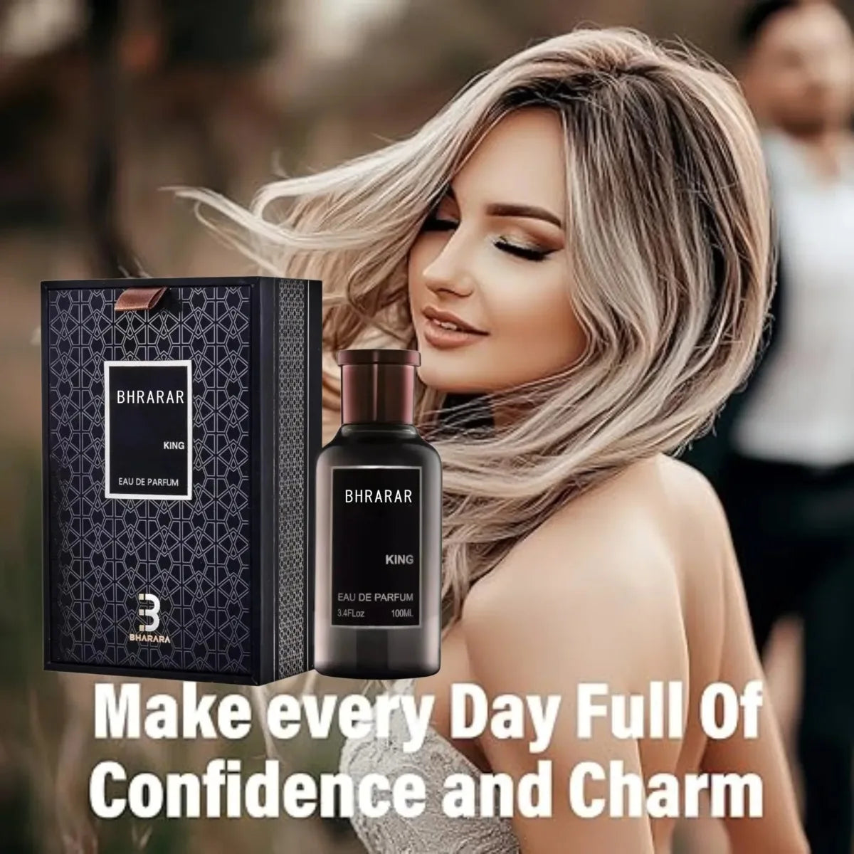 Bharara King Eau De Parfum 100ml for Men Citrus Fruity Cologne Orange Amber Musk Vanilla Long Lasting Fragrance for Luxury Gift 