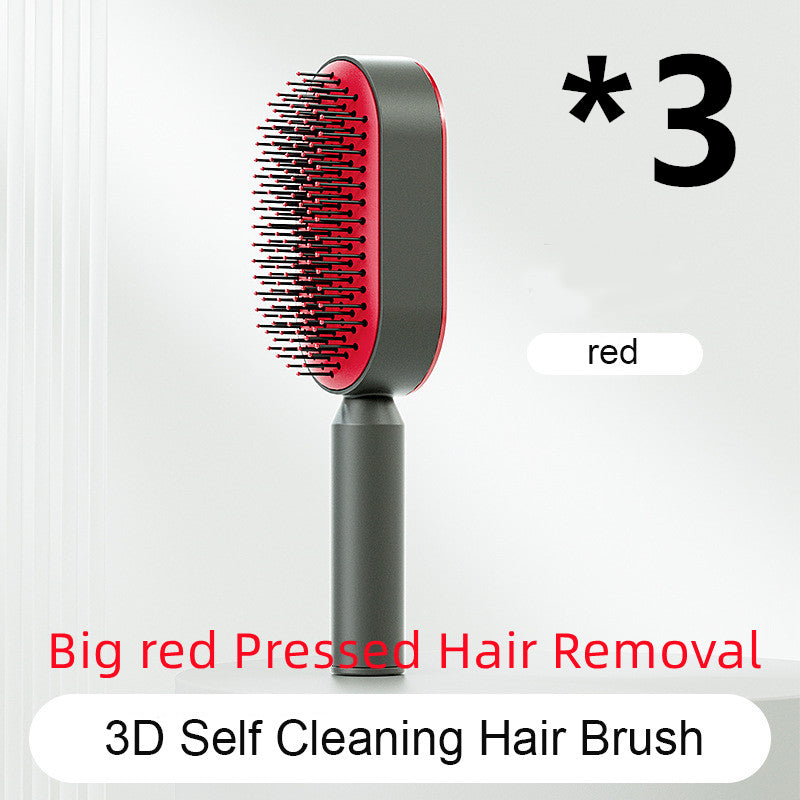 Self-cleaning hairbrush for women, one-touch cleaning, hair loss, airbag, massage, scalp comb, anti-static hairbrush