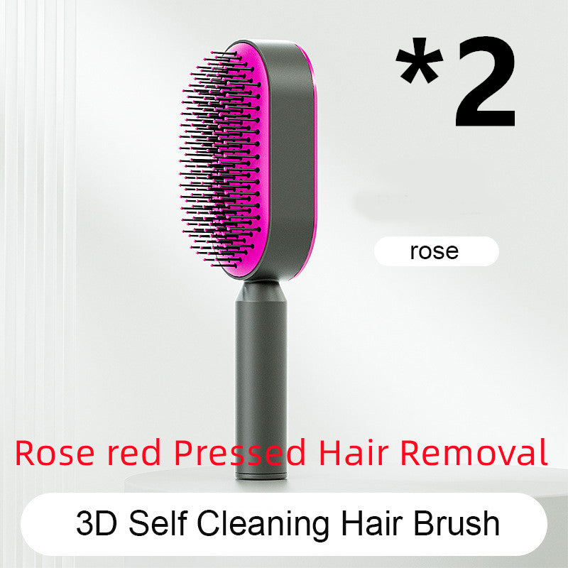 Self-cleaning hairbrush for women, one-touch cleaning, hair loss, airbag, massage, scalp comb, anti-static hairbrush