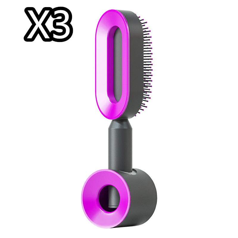 Self-cleaning hairbrush for women, one-touch cleaning, hair loss, airbag, massage, scalp comb, anti-static hairbrush