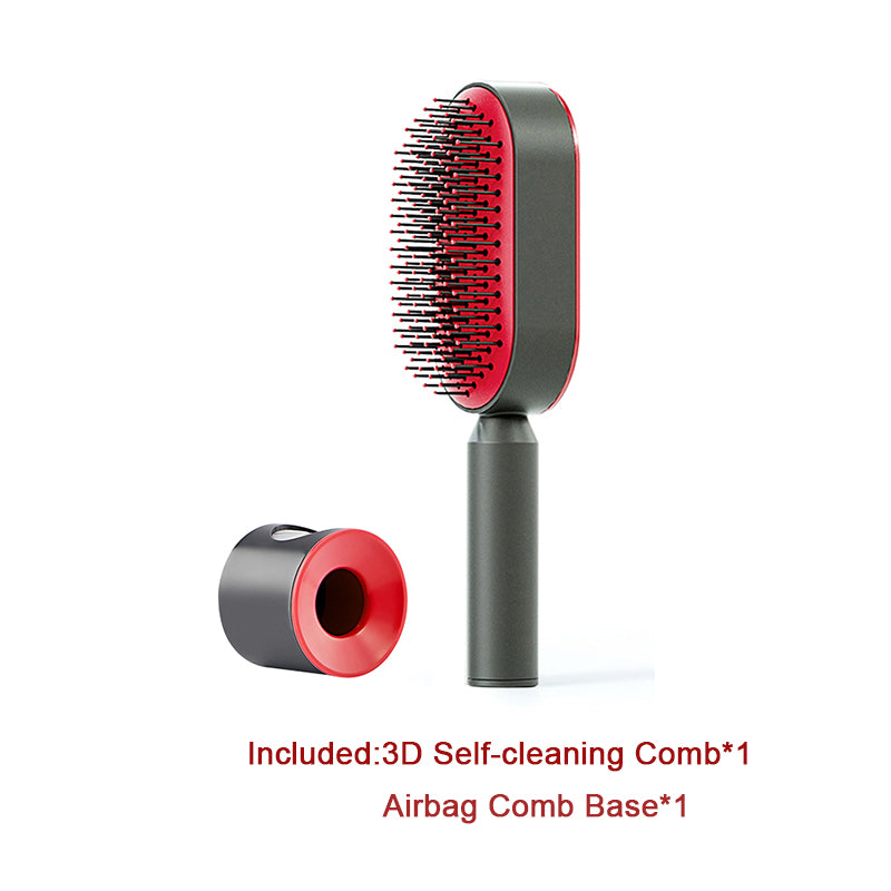 Self-cleaning hairbrush for women, one-touch cleaning, hair loss, airbag, massage, scalp comb, anti-static hairbrush