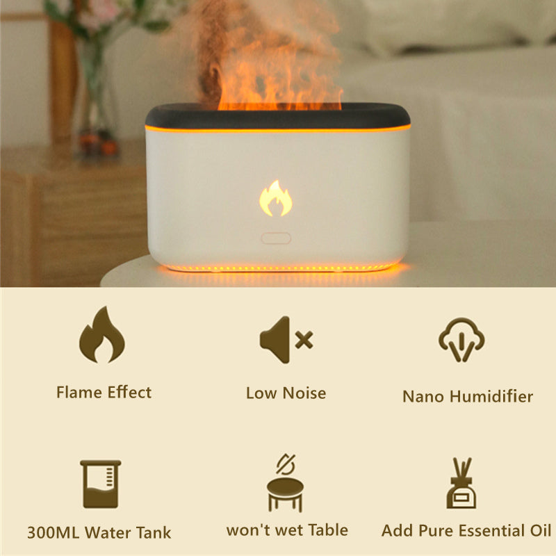 Drop Shipping 3D Flame Humidifier 300ML Ultrasonic Flame Aroma Diffuser Essential Oil Diffuser Best Seller