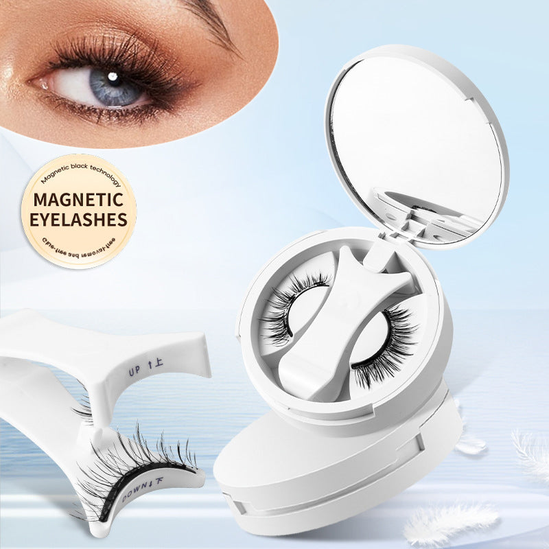 Magnetic false eyelashes with integrated storage box, glue-free magnet, natural-looking false eyelashes, makeup tools with applicator