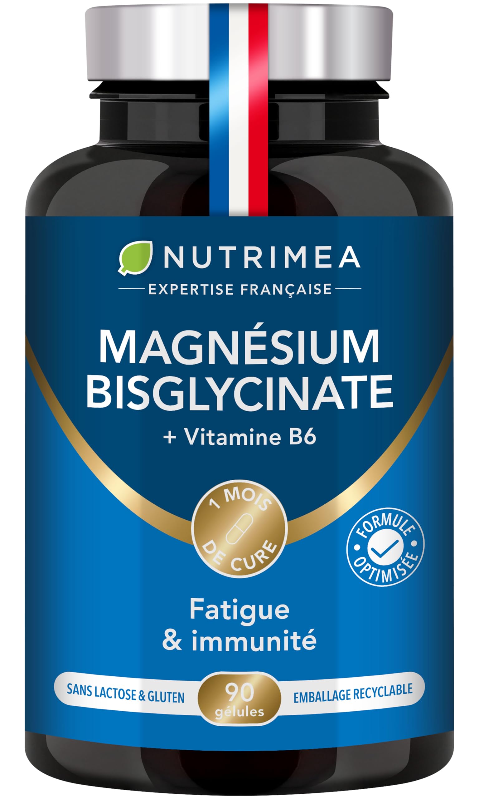Marine Magnesium and Vitamin B6 | Patented Simag55 | Effectively Fights Fatigue | 150 mg/day | 120 Vegetable Capsules | 4 Month Cure | Made in France | Nutrimea 