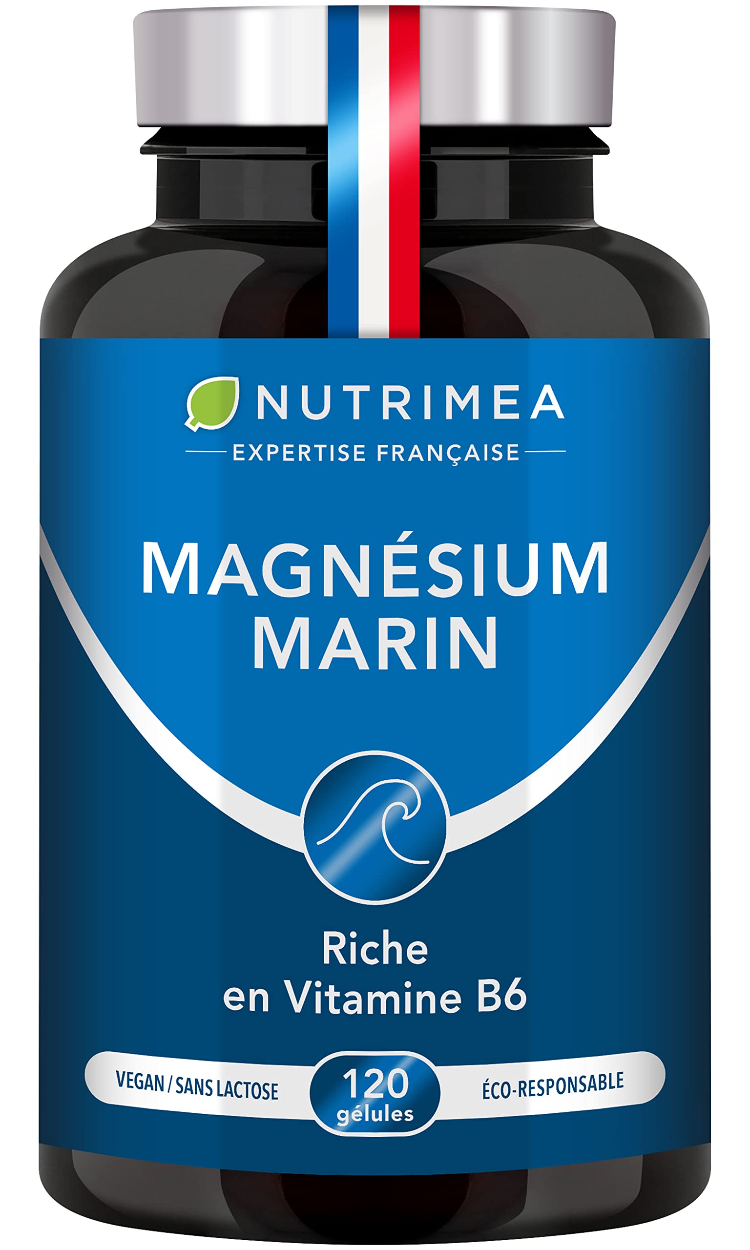 Marine Magnesium and Vitamin B6 | Patented Simag55 | Effectively Fights Fatigue | 150 mg/day | 120 Vegetable Capsules | 4 Month Cure | Made in France | Nutrimea