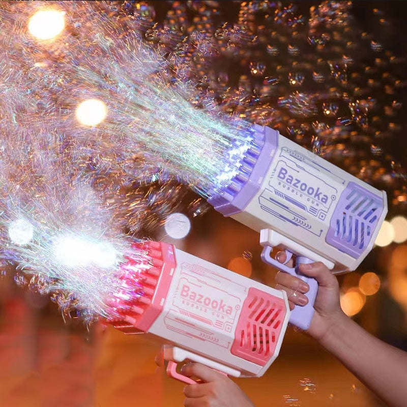 Bubble Gun Rocket 69 Holes Soap Bubble Machine Gun Shape Blower Automatic Blower with Light-Up Toys for Children Pumpers