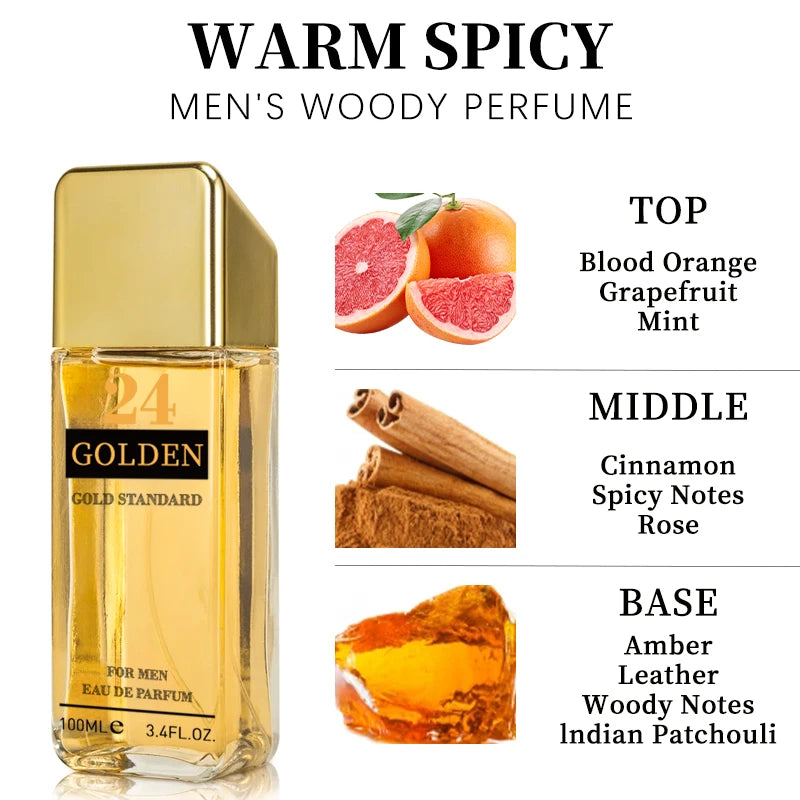 3.4 Fl Oz Men's Eau De Toilette Spray, With Amber &amp; Cinnamon Long-Lasting Perfume, Perfect For Dating, Daily Life, Parties, Gift 