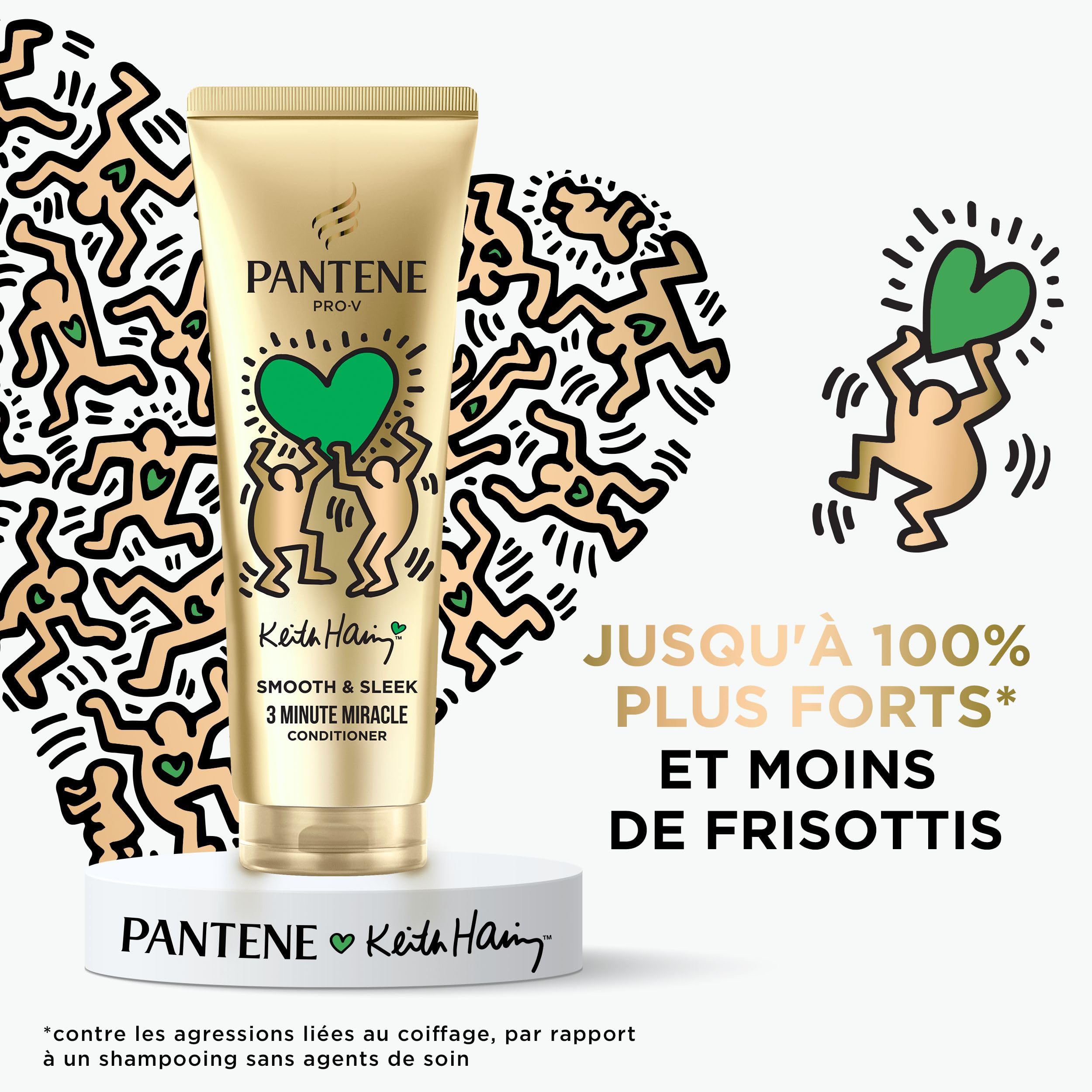 Pantene Pro-V x Keith Haring Art Collection Repair & Protect Conditioner 3 Minute Miracle 220ml Cheveux secs et abîmés, Active Nutri-Plex, aide à réparer les dommages visibles en 1 application