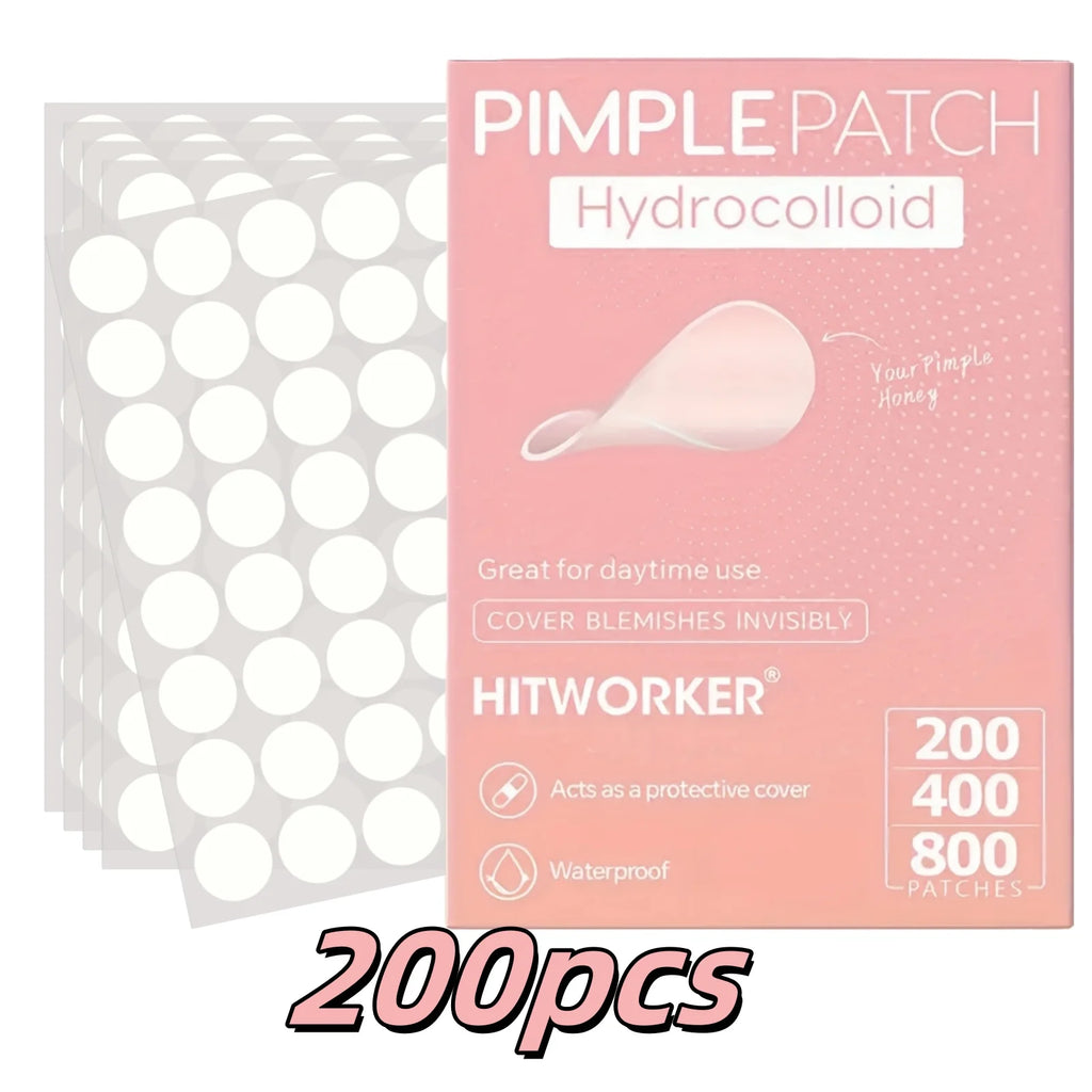 200/400/800 Pieces HITWORKER Hydrocolloid Acne Patches - Invisible, High-Quality Pimple Stickers with Salicylic Acid &amp; Tea Tree