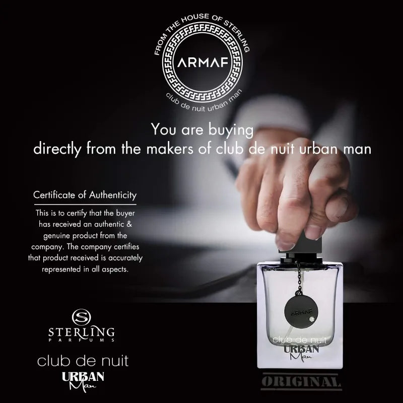 Armaf Club De Nuit Urban Man Eau De Parfum Spray Cologne Persistence Arabian Women Pheromone Long-lasting Fragrance 105ML