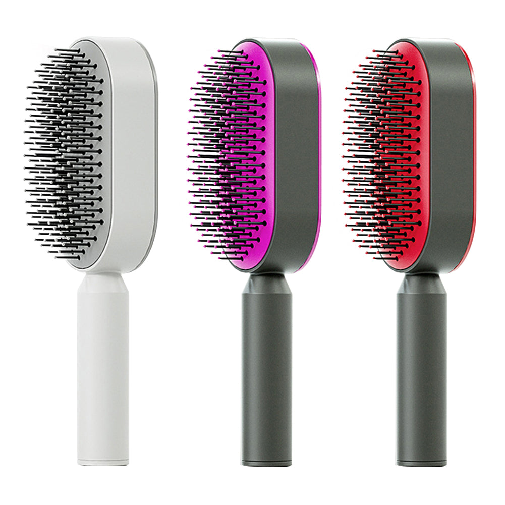 Self-cleaning hairbrush for women, one-touch cleaning, hair loss, airbag, massage, scalp comb, anti-static hairbrush