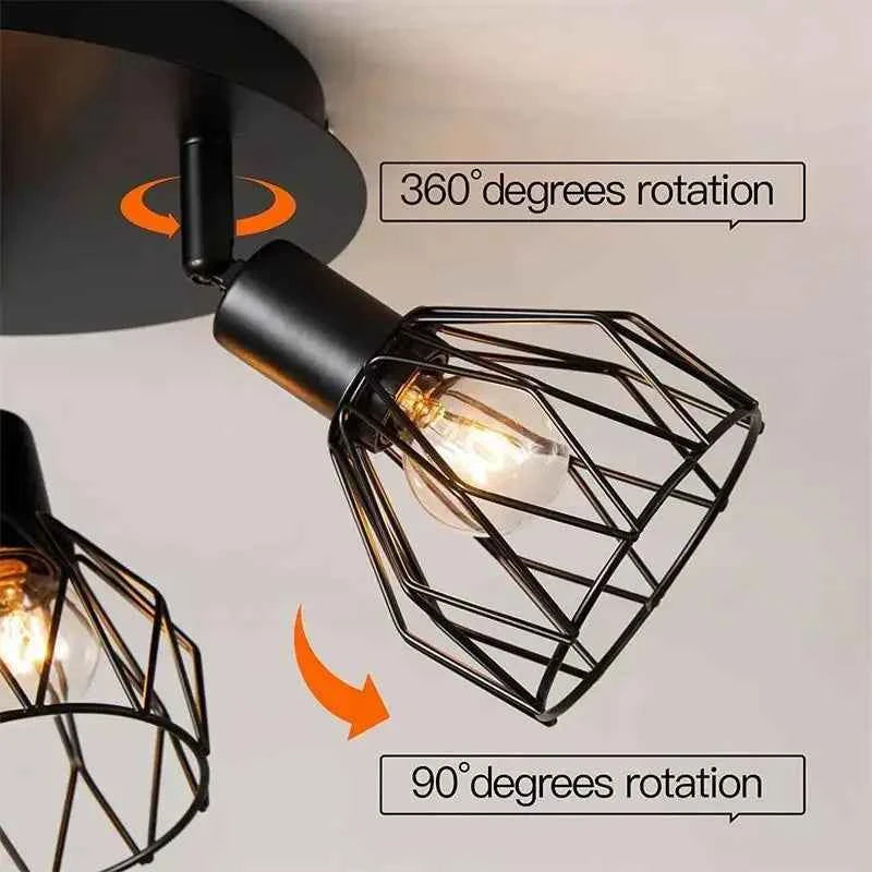 American ceiling light industrial style living room foyer hallway Ceiling lamp Bedroom interior Ceiling lighting 3heads