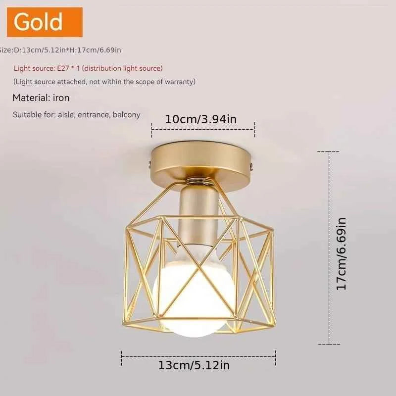 Ceiling Light E27 Iron Lamp Body Indoor Lighting Lights For Aisle Bedroom Vintage Ceiling Metal Cage Fixture Lights 110-240V