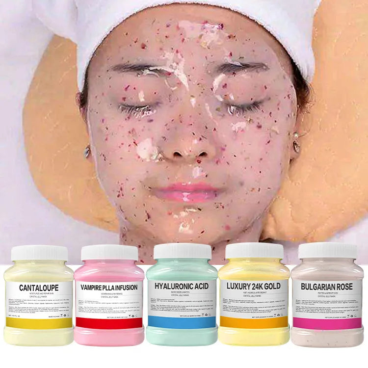 350g Hydrating 24K Gold Soft Mask Powder Rose Petal Crystal Jelly Mask