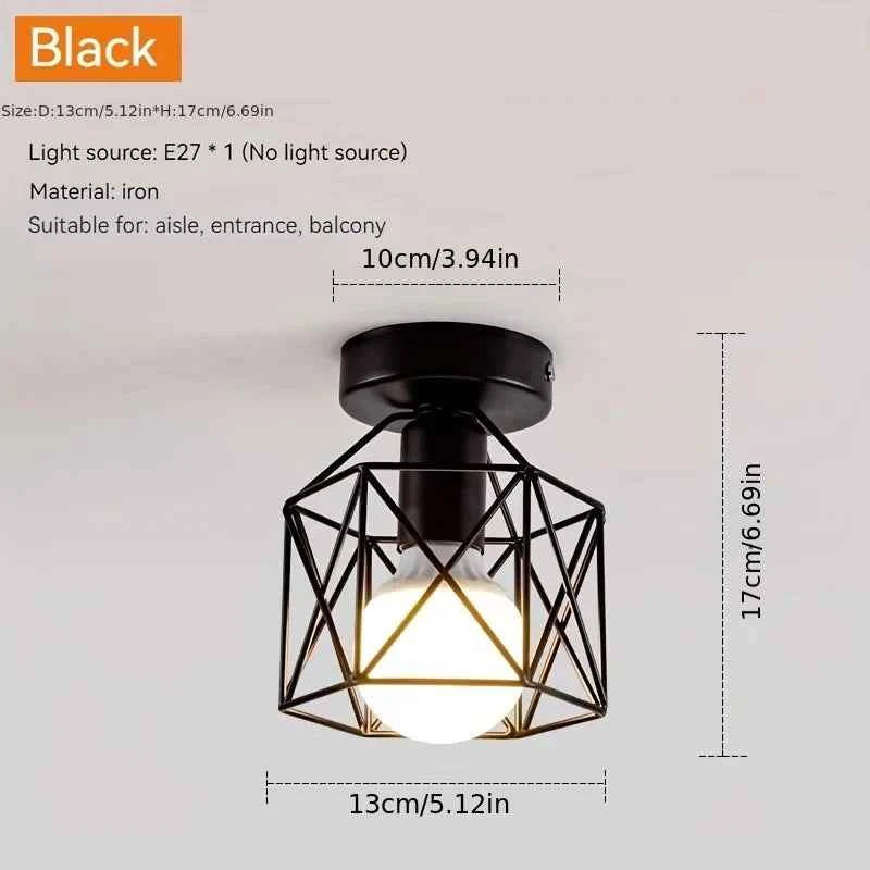 Ceiling Light E27 Iron Lamp Body Indoor Lighting Lights For Aisle Bedroom Vintage Ceiling Metal Cage Fixture Lights 110-240V