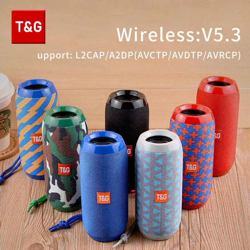 T&amp;G TG117 Bluetooth Speaker, Portable TWS Sound Box, Waterproof Speaker, Outdoor Stereo Surround Speakers, Supports FM Radio and TF Card Reader 