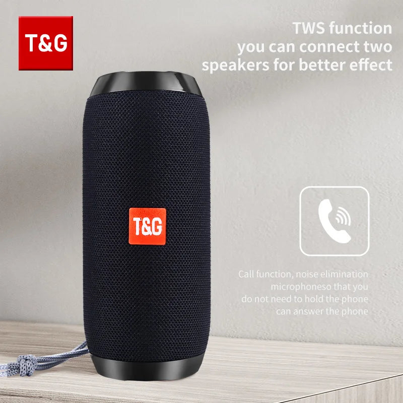 T&amp;G TG117 Bluetooth Speaker, Portable TWS Sound Box, Waterproof Speaker, Outdoor Stereo Surround Speakers, Supports FM Radio and TF Card Reader 