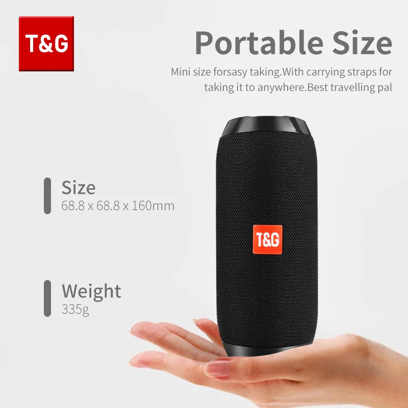 T&amp;G TG117 Bluetooth Speaker, Portable TWS Sound Box, Waterproof Speaker, Outdoor Stereo Surround Speakers, Supports FM Radio and TF Card Reader 