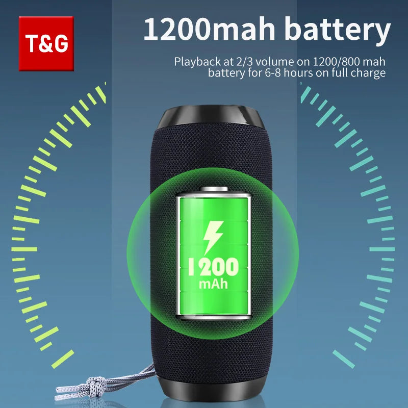 T&amp;G TG117 Bluetooth Speaker, Portable TWS Sound Box, Waterproof Speaker, Outdoor Stereo Surround Speakers, Supports FM Radio and TF Card Reader 