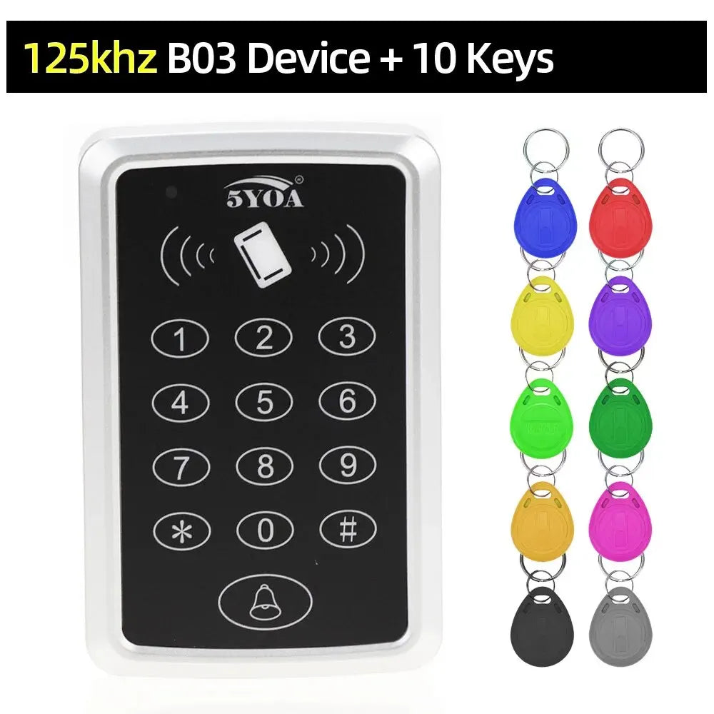 5YOA B03 RFID Keypad Access Control 125KHz EM Card Reader Door Lock Opener Keypad Controller System for Security 