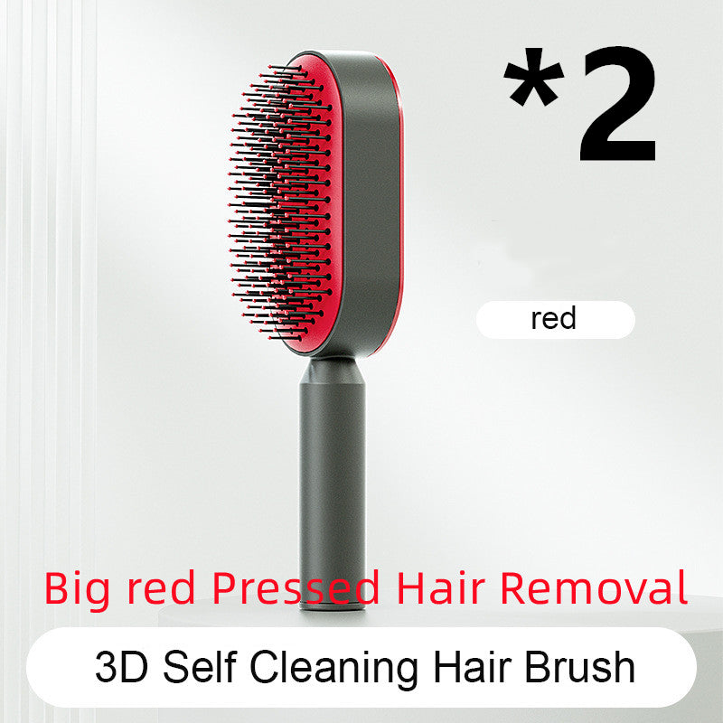 Self-cleaning hairbrush for women, one-touch cleaning, hair loss, airbag, massage, scalp comb, anti-static hairbrush