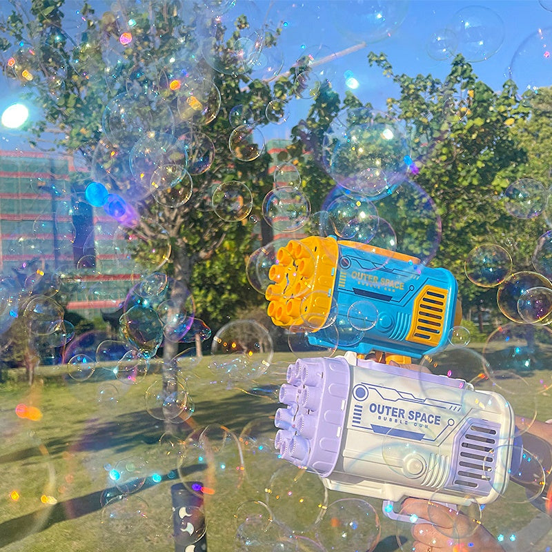 Bubble Gun Rocket 69 Holes Soap Bubble Machine Gun Shape Blower Automatic Blower with Light-Up Toys for Children Pumpers
