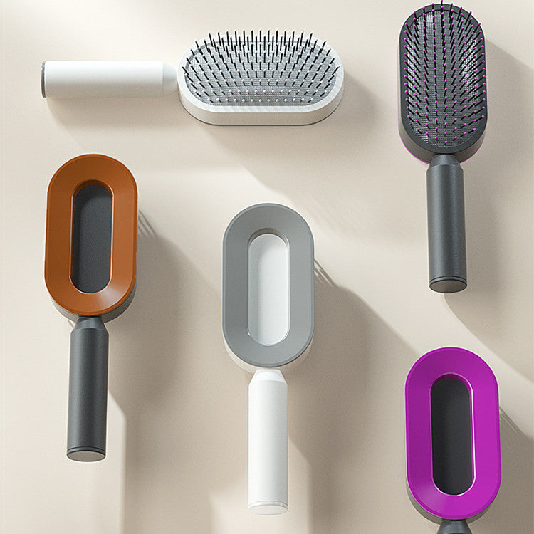 Self-cleaning hairbrush for women, one-touch cleaning, hair loss, airbag, massage, scalp comb, anti-static hairbrush