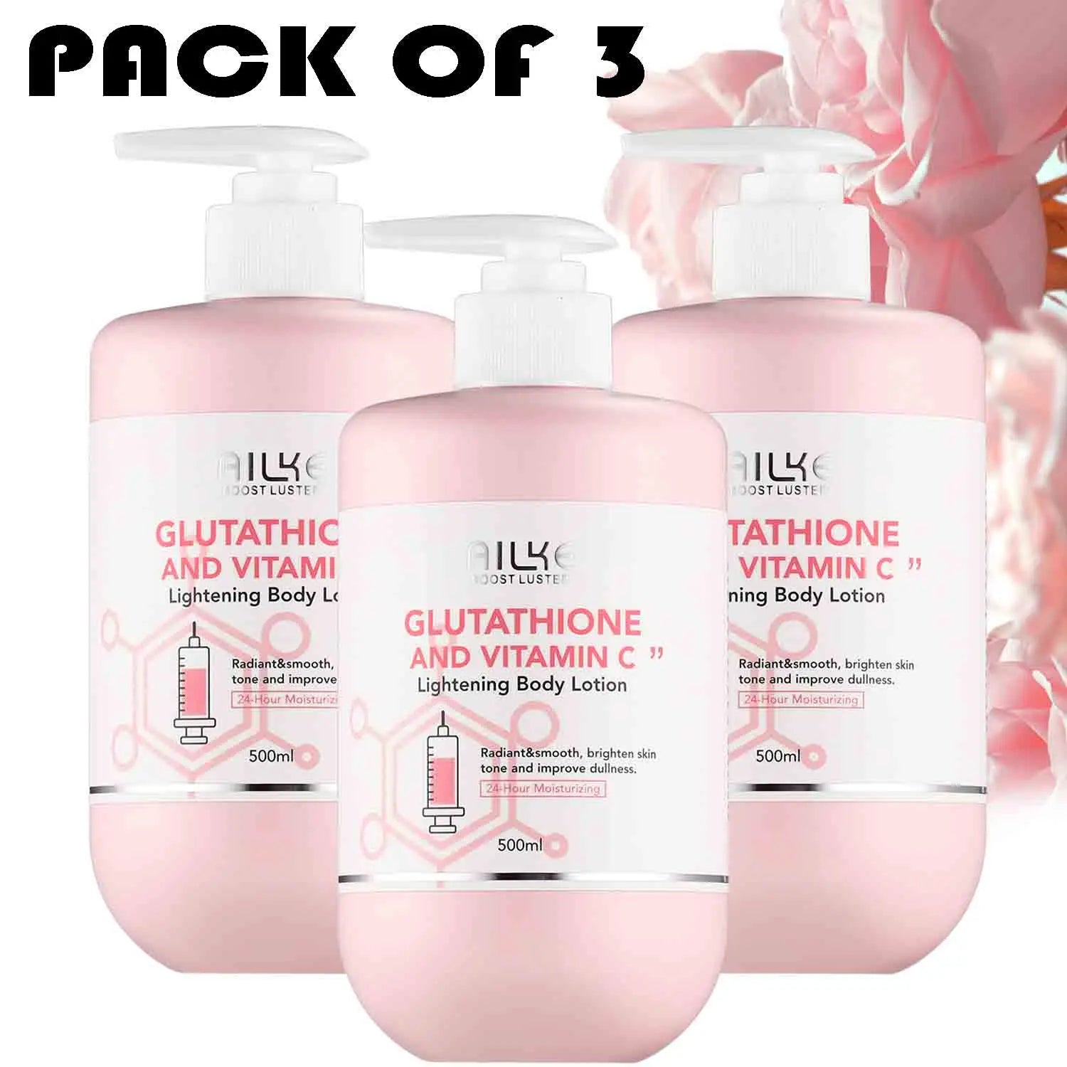 Kit de glutathion et de vitamine C AILKE, avec lotion éclaircissante, crème hydratante, savon éclaircissant, huile de spa, crème corporelle lumineuse