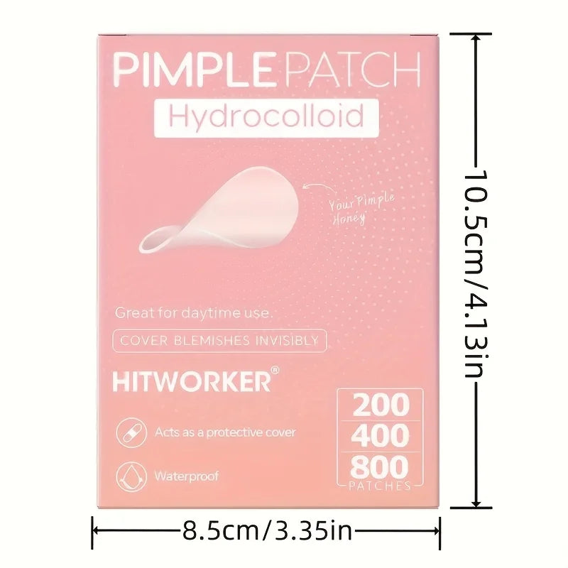 200/400/800 Pieces HITWORKER Hydrocolloid Acne Patches - Invisible, High-Quality Pimple Stickers with Salicylic Acid & Tea Tree
