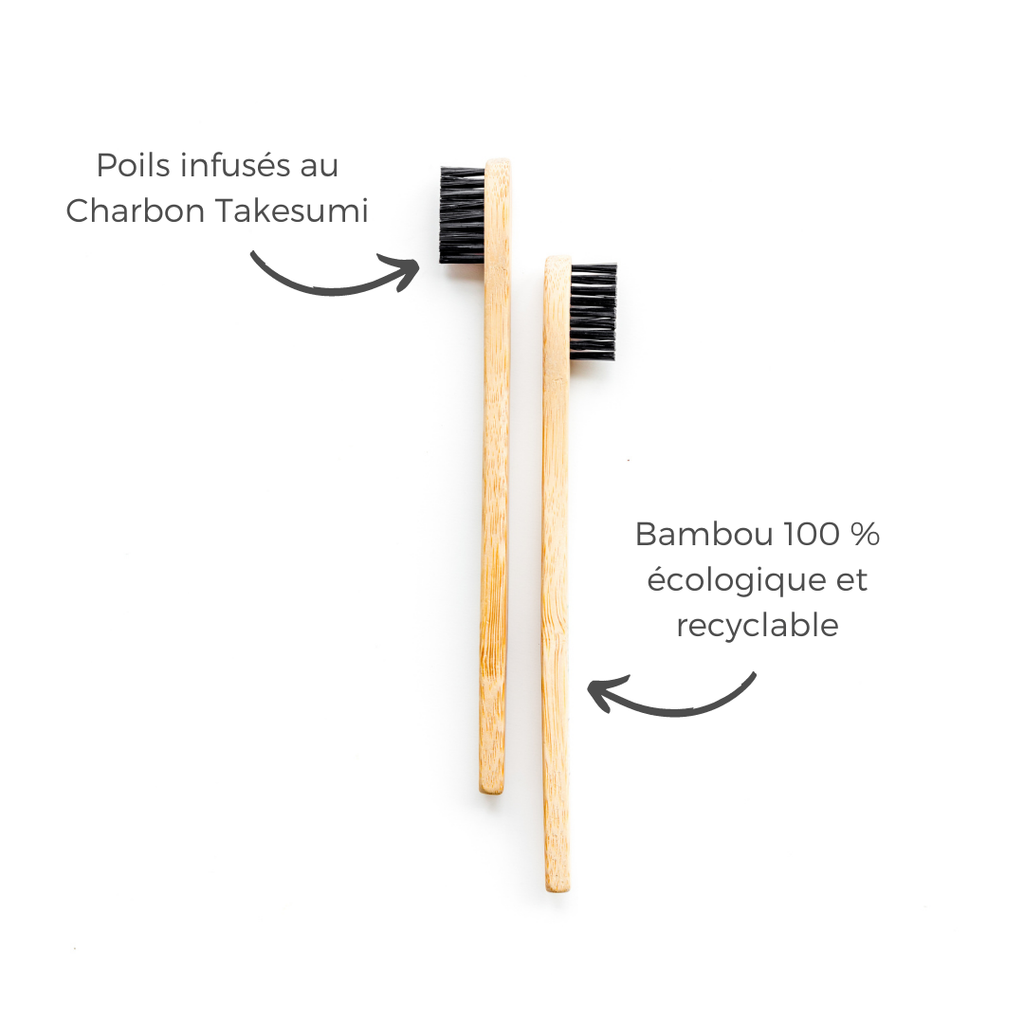 Brosse à dents en bambou infusée au charbon de bambou