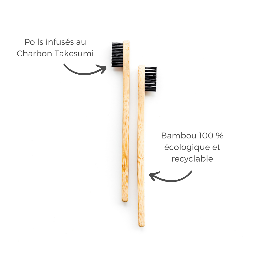 Brosse à dents en bambou infusée au charbon de bambou