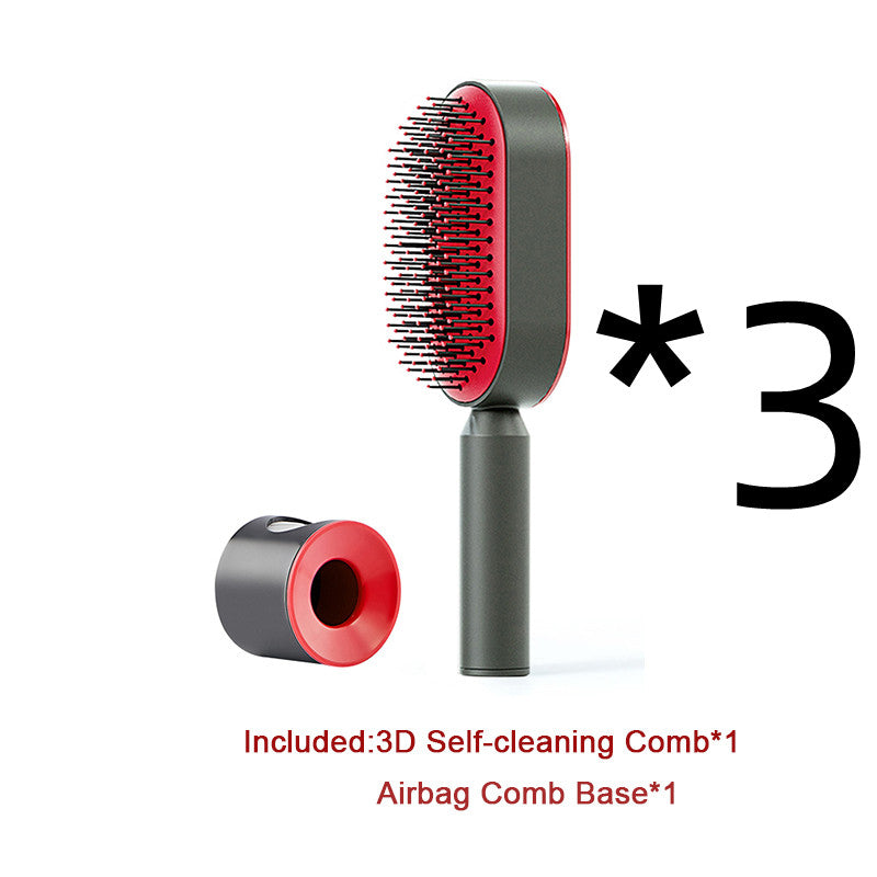 Self-cleaning hairbrush for women, one-touch cleaning, hair loss, airbag, massage, scalp comb, anti-static hairbrush