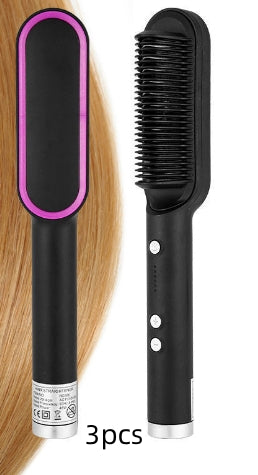 Nouveau lisseur à cheveux 2 en 1 peigne chaud pince à curling aux ions négatifs Brosse à cheveux électrique à double usage