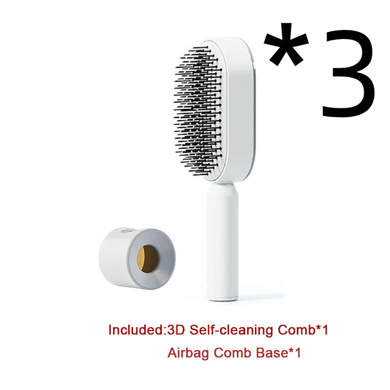 Self-cleaning hairbrush for women, one-touch cleaning, hair loss, airbag, massage, scalp comb, anti-static hairbrush